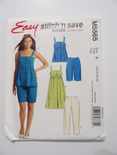 McCall's 5565 Misses' Top, Tunic, Shorts  Capri Pants Size 4-6-8-10-12 Uncut
