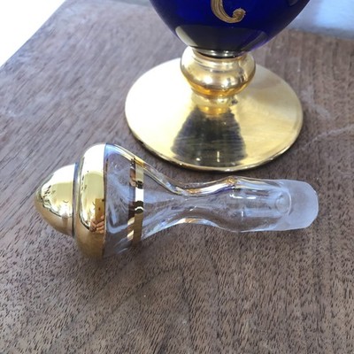 Murano Venetian Blue Glass Decanter 24Kt Gold Lf Hand Painted 5