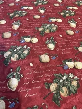 WAVERLY CITRUS GROVE CRIMSON RED LEMON YELLOW MULTIUSE FABRIC  50x54”
