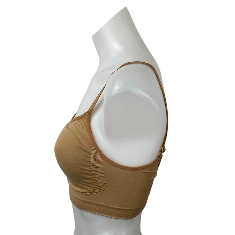 Sutiã SKIMS sem costura esculpido marrom bronzeado cami alça ajustável bralette tamanho G/XL - Imagem 2 de 4