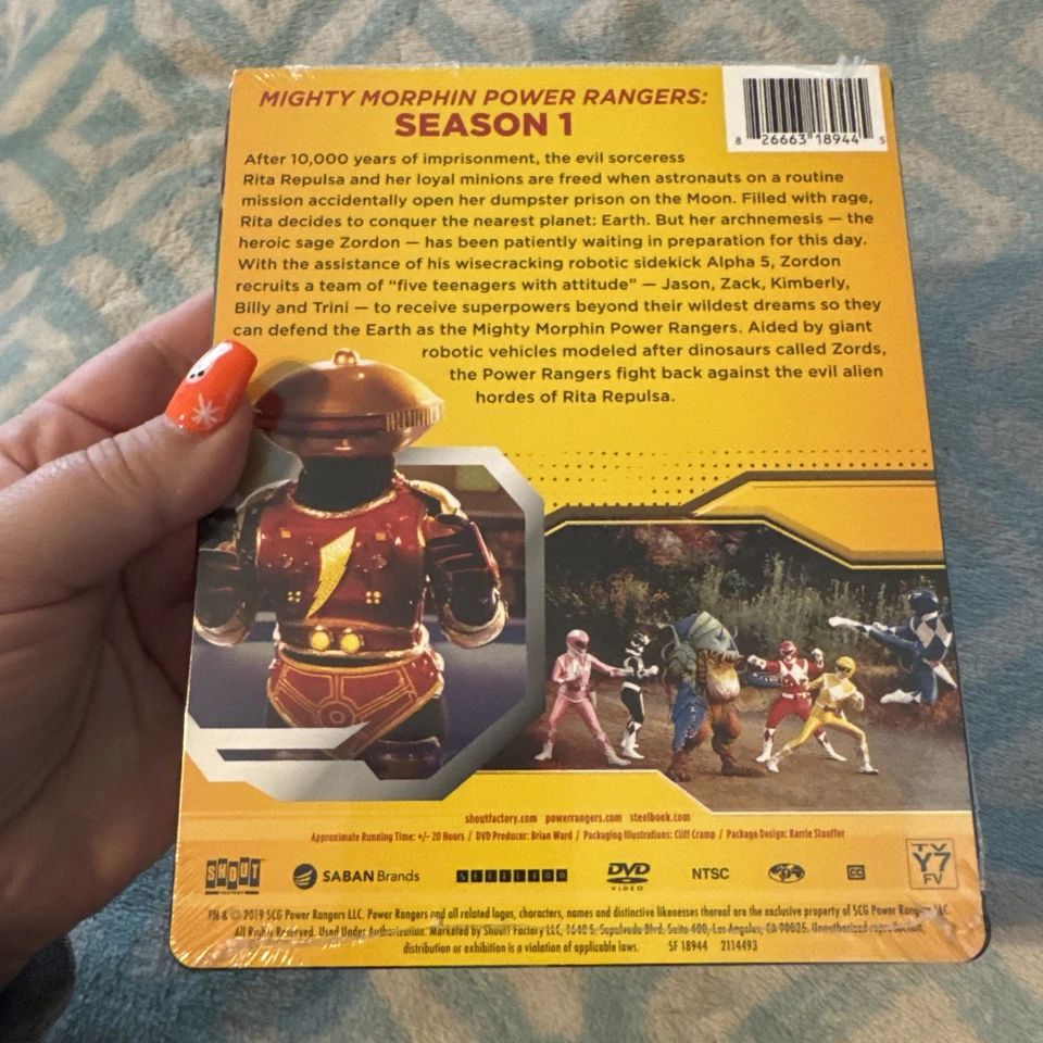 Mighty Morphin Power Rangers Season 1 Steelbook DVD Black Ranger / NEW - SEALED - Image 3 of 4