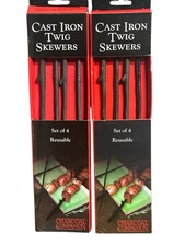 Cast Iron Twig Skewers Charcoal Companion Set Of 8 Reusable Grilling  Kabobs New