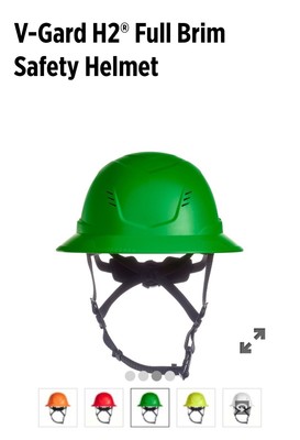 MSA V-Gard H2 Full Brim Safety Helmet, With MIPS, Non-vented, Green