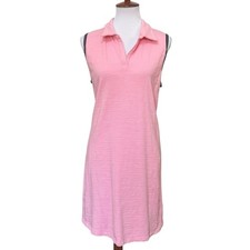 T by Talbots Cotton Blend Sleeveless Collared Mini Golf Dress Pink Women's Large