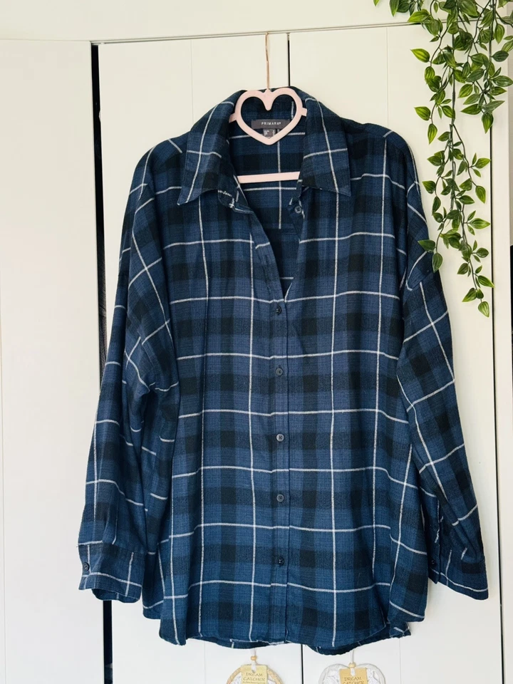 Ladies Primark Shirt Size 16 Checked Plaid Tartan Shirt Longer Longline Shirt 16 - Image 2 of 4
