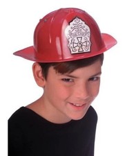 Fire Chief Hat - Fire Fighter - Red Plastic - Costume Accessory - Smaller Size