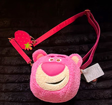 Loungefly Disney Parks Lotso Plush Crossbody Bag Pink w/ Strawberry Coin Purse