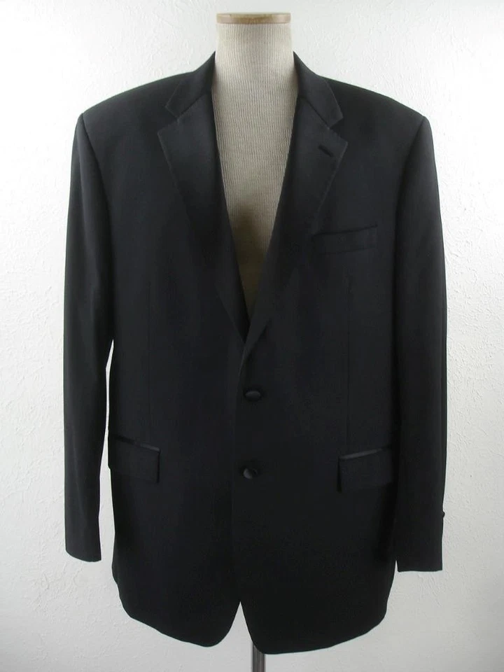 Men's 46L Calvin Klein Black Formal Tuxedo Suit Pants 41 X 32 100% Wool 2-Button - Image 2 of 4