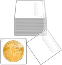 50PCS Single Pocket Coin Sleeves, 2.1 X 2.1 Inches Clear Plastic Coin Holders In