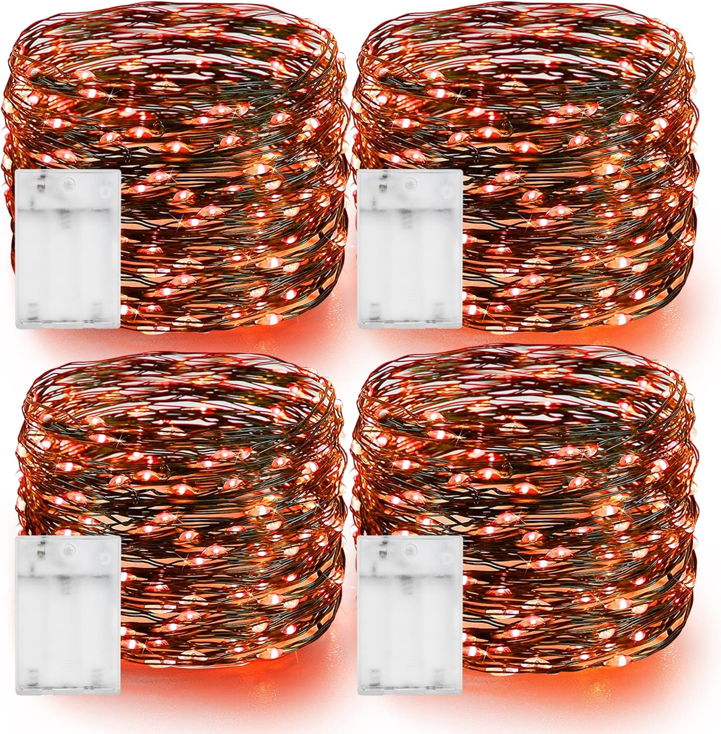 Orange Fairy Lights 4 Pack 80FT 240LED Battery Waterproof Decor