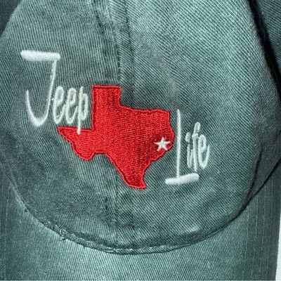 Jeep Life Embroidered Texas Distressed Olive Green Cap Unisex Great Gift
