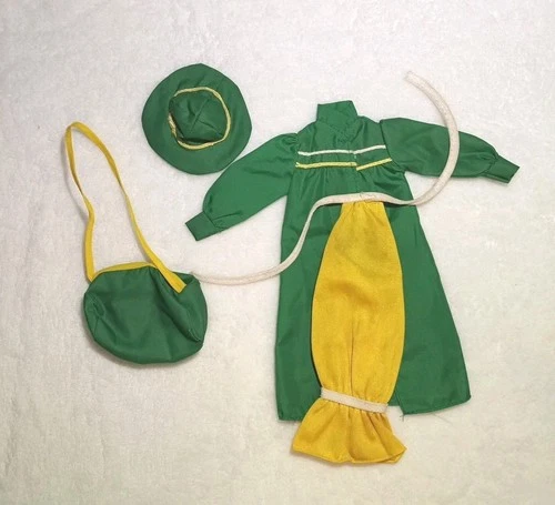 Vtg 80's Superstar Barbie ChristieFashion Green Yellow Long Coat Dress Hat& Bag