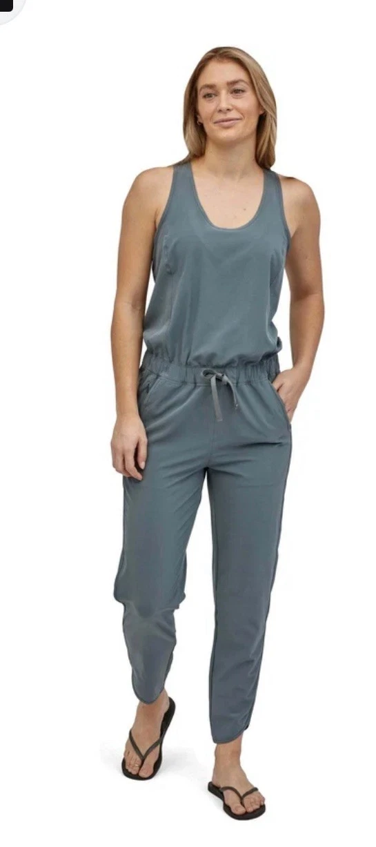 Patagonia Blue Gray Fleetwith Sleeveless Romper Jumpsuit Size XL