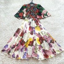 Dolce & Gabbana Floral Print Silk Maxi Dress Chest 39cm Length 117cm