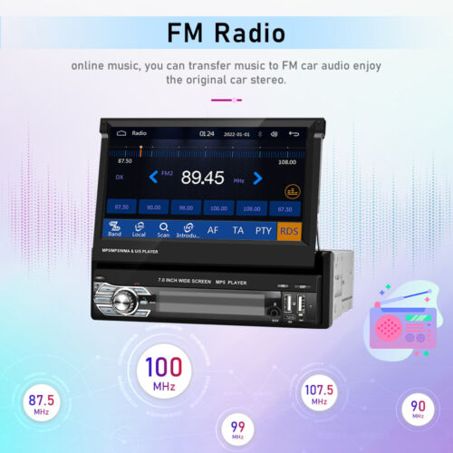 Autoradio singolo 1DIN 7" ribaltabile stereo wireless Apple Carplay Android Auto BT - Foto 8 di 21