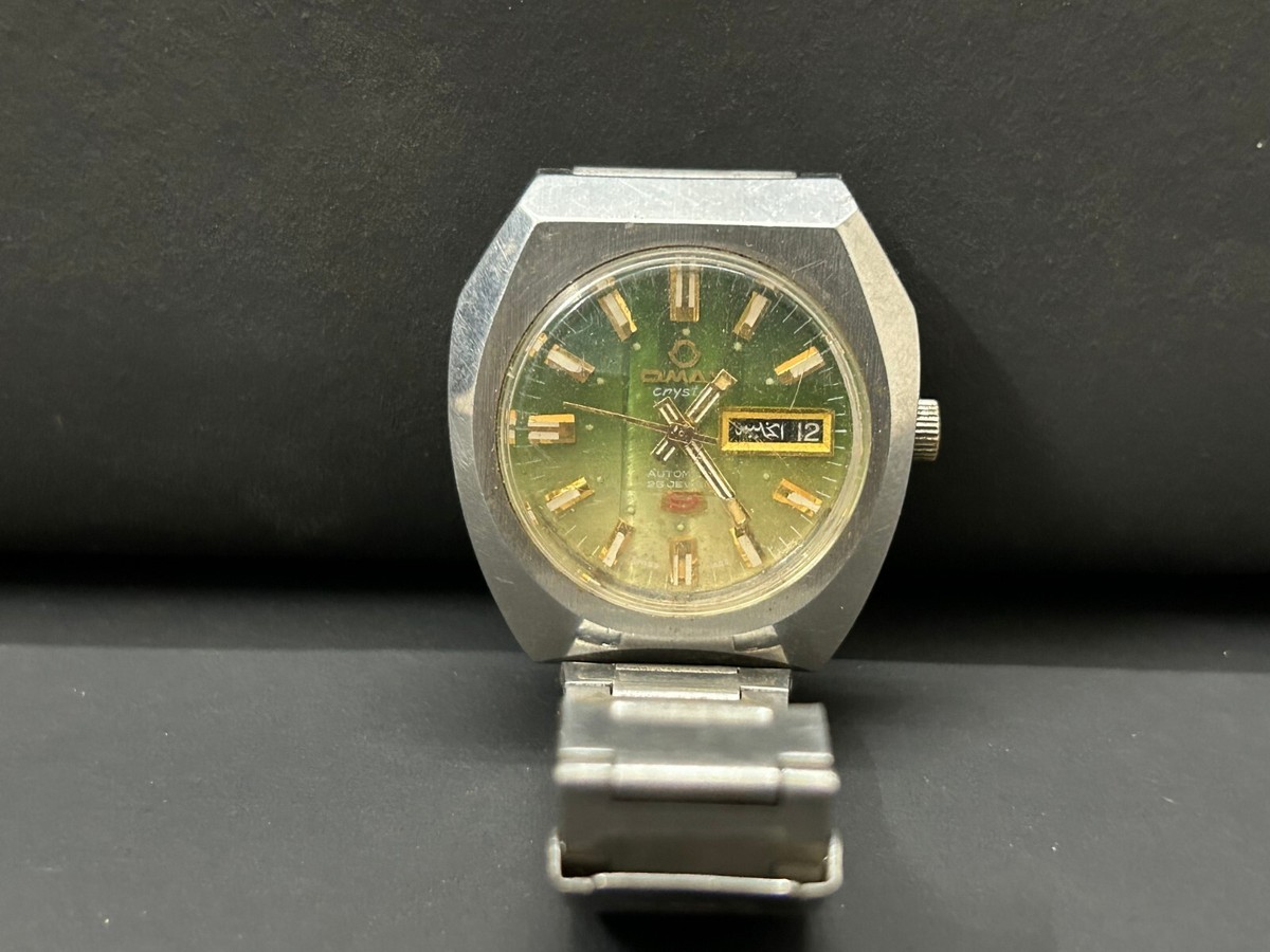 OLD OMAX 786-82 CRYSTAL AUTOMATIC 25 JEWELS MEN'S SWISS MADE DAY