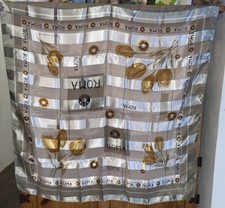 Roma Women's Large Square Scarf Gray  White Yellow Tulips 37  x 37  vg