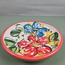 Garlic Grater Yellow Red Blue Floral Handmade And Hand Painted In Spain Vintage 