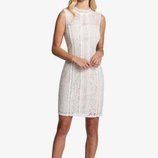 Kensie Geo Lace Sleeveless Lined Shift Dress