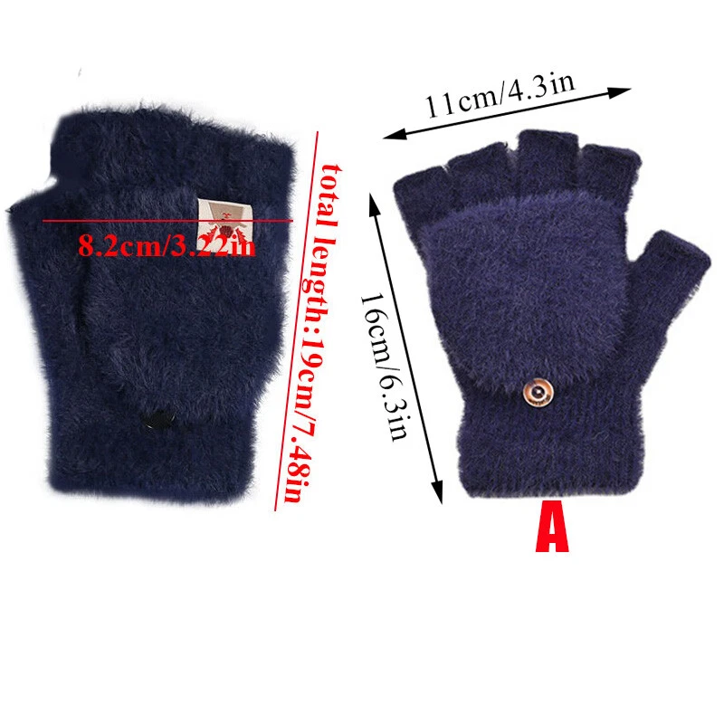Plüsch Halbfinger Fäustlinge Damen Winter Warm+ Samt Fingerlose Handschuhe с - Bild 2 von 4