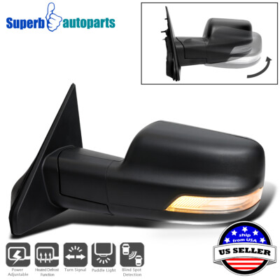 LEAVAN Left Side Mirror For Toyota RAV4 2019-2023 – Power Heated With BSM, Manual Fold (Black)