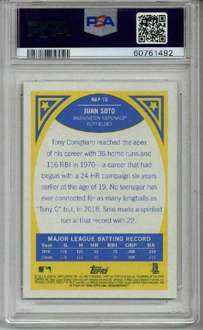 2019 TOPPS NEW AGE PERFORMERS #15 JUAN SOTO BASEBALL CARD PSA 9 MINT LOW POP - Image 2 of 2