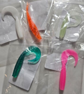Curly Tail Grub Worm Soft Bait 40mm scented Lures Fishing pike Jig Head Perch 