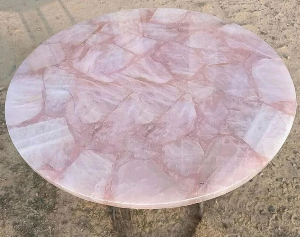 Rose Quartz Table Top, Quartz Coffee Table Top, Quartz Side Table, Quartz Office - Image 3 of 4