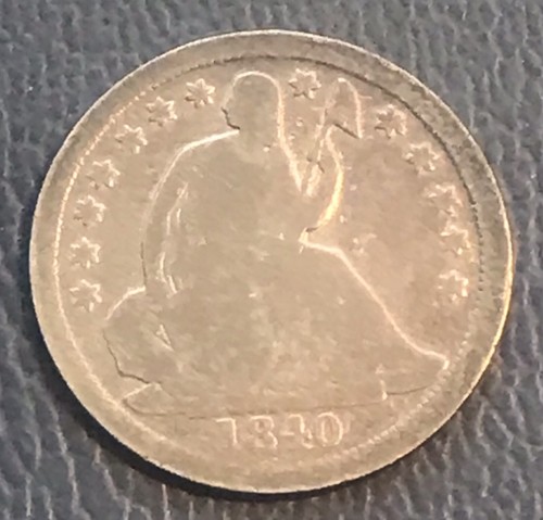 1840-o ohne Vorhänge sitzender Liberty Half Dime, gutes Plus, rar!  - Bild 1 von 2
