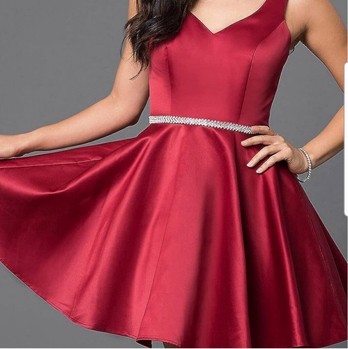 Dancing Queen USA A-line Dress With Jewel Embellished Beltline in Burgundy EUC
