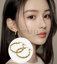 Minimalist Small Round Twisted Rope Knot Hinged Huggie Hoop Women Studs Earrings