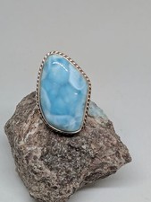  019 Size 7 High Quality Asymmetrical Larimar Pectolite Ring
