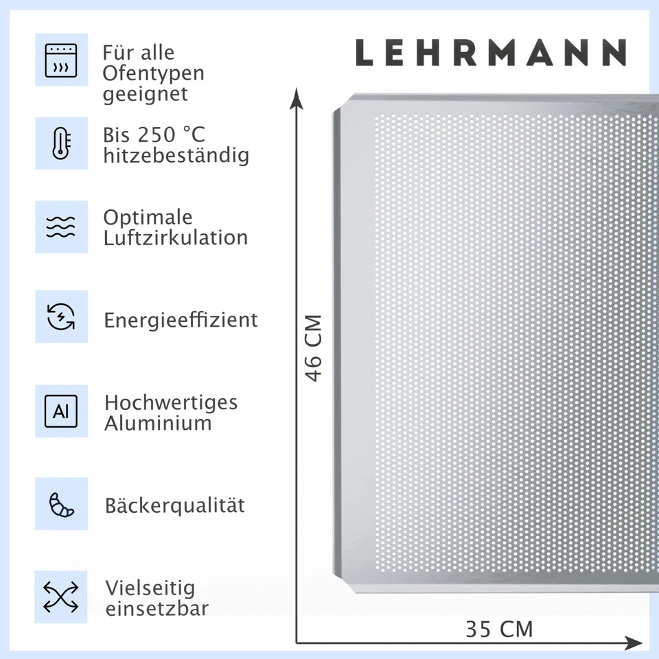 LEHRMANN Pizzablech NEU (1 St.) 46 x 35 cm Lochblech für Siemens Bosch Neff - Bild 4 von 4