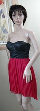 MATERIAL GIRL black corset&cerice red harmonica pleat asymmetrical dress,S or M