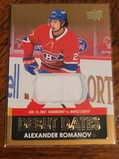 2021-22 Upper Deck Gold Debut Dates Jersey Alexander Romanov Hockey Cards NHL