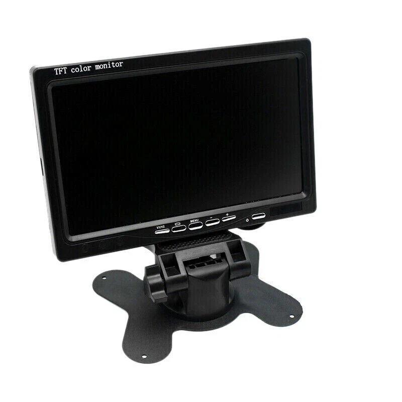 MONITOR LCD 7" POLLICI TFT AUTO CAMPER POGGIATESTA A COLORI BASE REGOLABILE 12v - Immagine 2 di 4