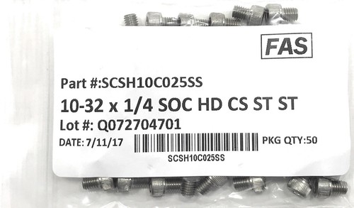 (50) #10-32 x 1/4 Stainless Steel Socket Head Cap Screw Allen Drive 18-8 10-32 - Picture 3 of 4