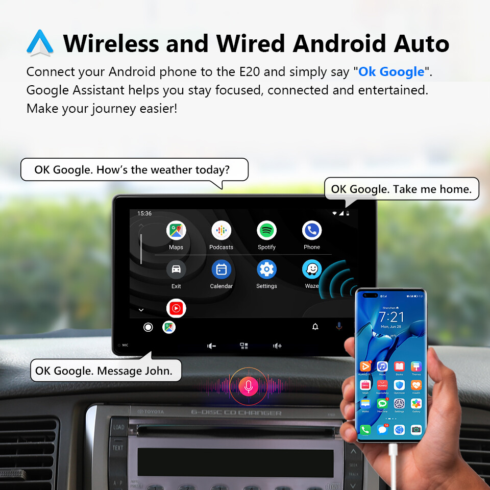 Android Auto Portable 7" QLED Car Stereo Radio Apple CarPlay Head Unit