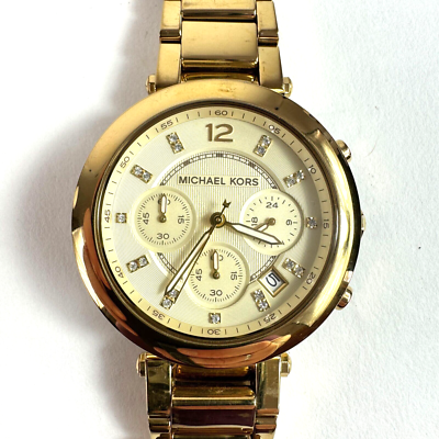Michael Kors Womens Parker Watch MK 5701 Gold Tone Dial 39mm 