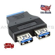 2 port USB 3.0 Internal Thread Mounting to Motherboard 20-pin Connector Cable