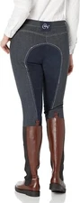 Ovation Women's Euro Melange Full Seat Cotton Breeches - Indigo 34 Regular