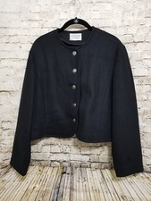 Pendleton Womens Size 14 100 Wool Blazer Jacket Black Unlined Ornate Buttons
