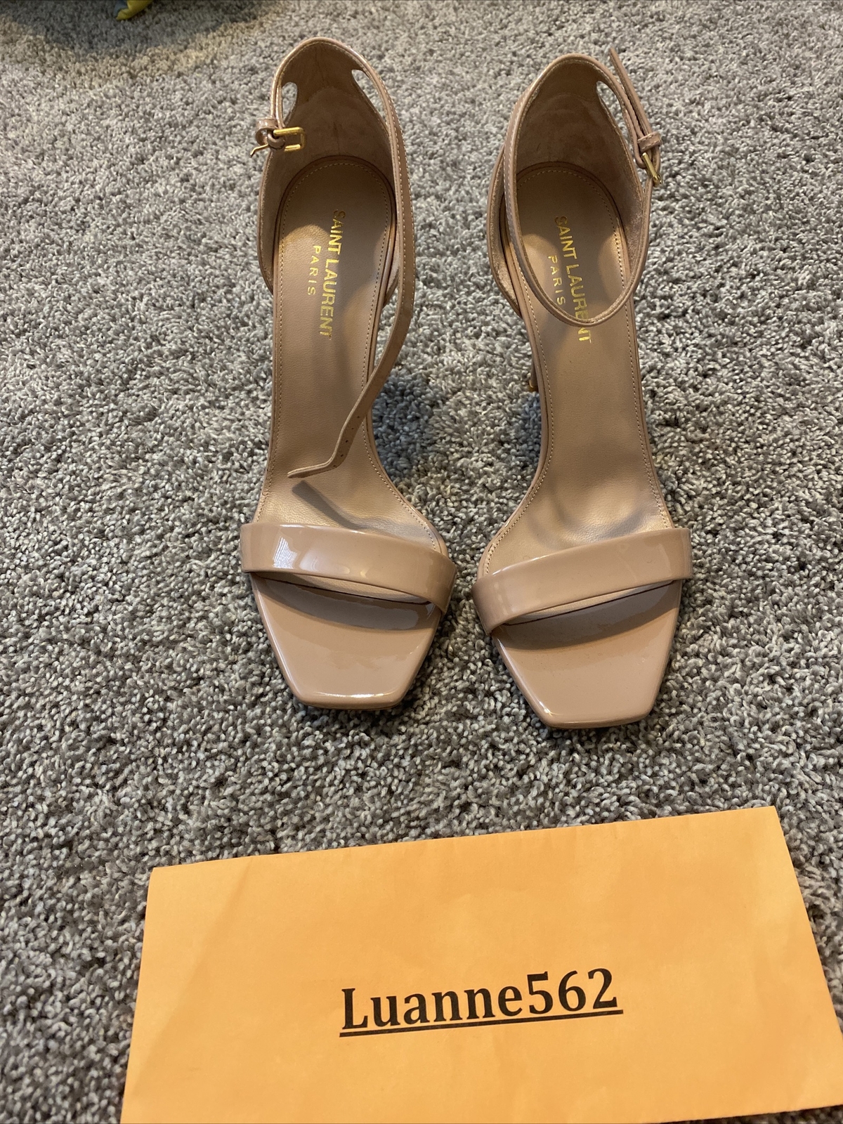 Saint Laurent Sandalo Ambra Blush Brevetto