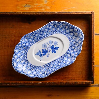 SPODE GERANIUM Blue UNDERPLATE FOR SAUCE/GRAVY BOAT - DISCONTINUED - England EXC