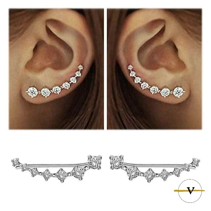 ORECCHINI DONNA CON ZIRCONI IN ARGENTO 925 RODIATO - Immagine 2 di 4