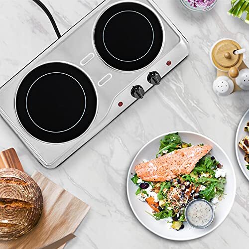 Electric Cooktop Burner Infrared Ceramic Glass Hot Plate 2 Two Cooking