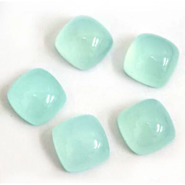 CABUJÓN TRASERO PLANO FORMA COJÍN CALCEDONIA AGUAMARINA NATURAL 8MM-15MM PARA JOYERÍA Foto 3 de 3
