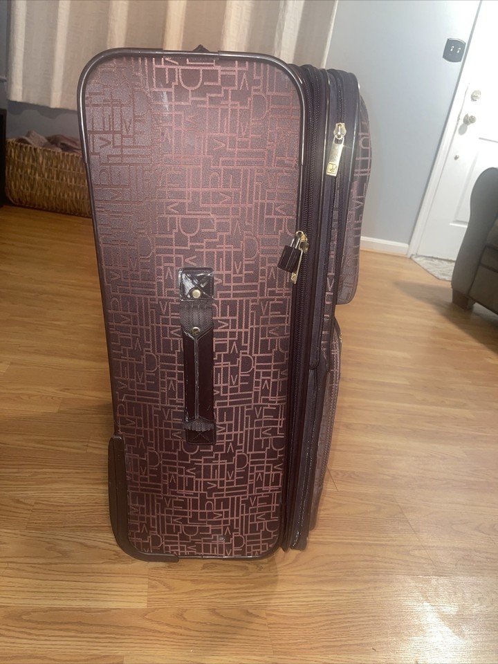 Diane von Furstenberg Signature Logo rolling Luggage. Brown eBay