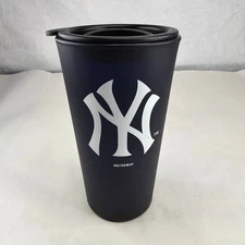 New York Yankees Matte Black Travel Tumbler Cup with Lid Boelter MLB Licensed