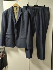 Racing Green Suit Set Mens 48 Tailored Fit Blue Blazer Trousers Wool Polyester